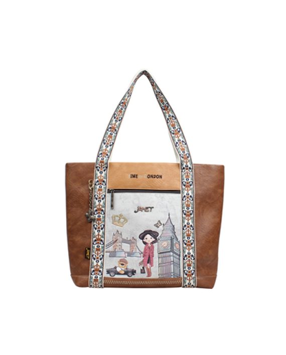 TORBA TOTE NBK LONDON JOURNEY BROWN Janet